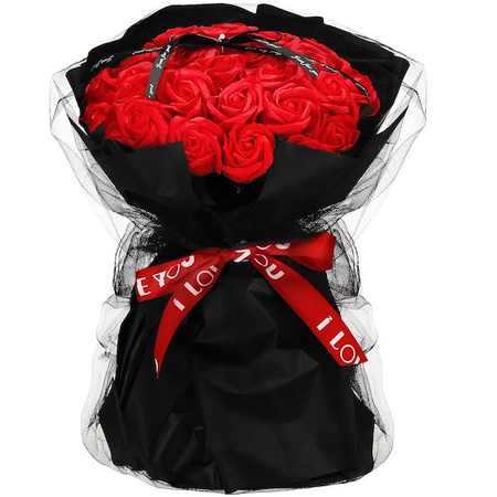 Mydlany bukiet róż 32 szt. kwiaty do kąpieli czerwone
