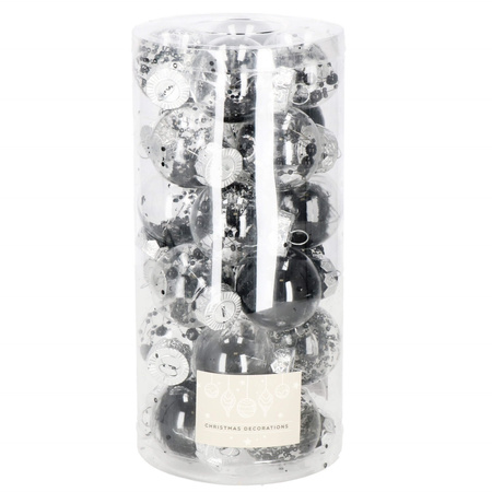 Bombki choinkowe przeźroczyste 24 szt. czarny 5cm zestaw choinkowy