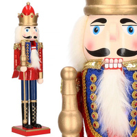 Dziadek do orzechów 50 cm drewniany żołnierzyk z berłem multikolor, figurka świąteczna