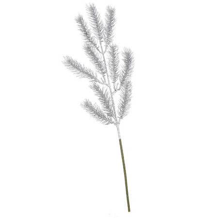 Gałązka świąteczna liść sztuczna dekoracja do stroika srebrna 47 cm