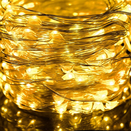Lampki choinkowe 100 LED druciki mikro na prąd białe ciepłe