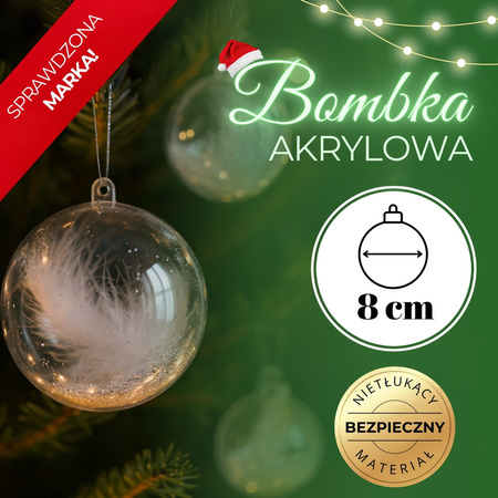 Bombki akrylowe 8cm kula plastikowa decoupage zestaw 2 szt