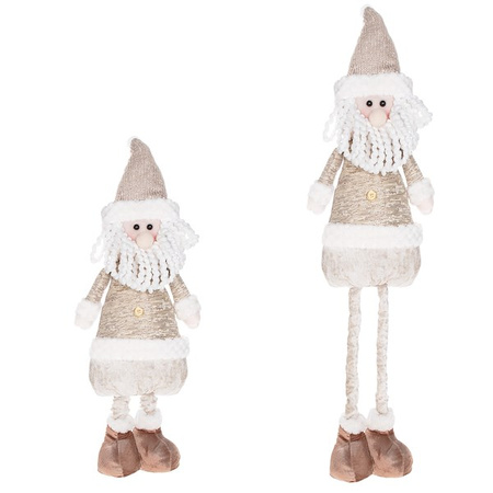 Mikołaj 57-80cm ozdoba świąteczna, krasnal świąteczny na teleskopowych nóżkach brązowy