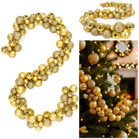 Girlanda świateczna z 130 szt. bombek, łańcuch choinkowy 160 cm, złote