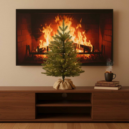 Choinka sztuczna mała 60 cm świerk kaukaski premium, z jutą mini drzewko na stolik