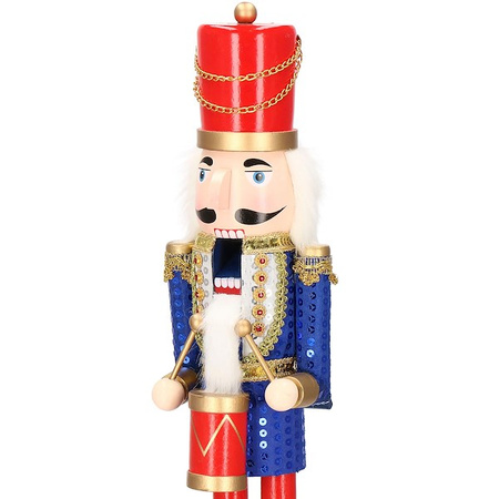 Dziadek do orzechów 51 cm drewniany żołnierzyk niebieski, figurka świąteczna