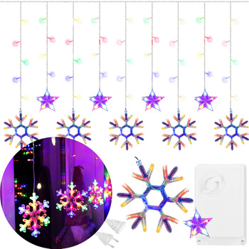 Kurtyna świetlna 150 Led gwiazdki lampki wewnętrzne sople multikolor