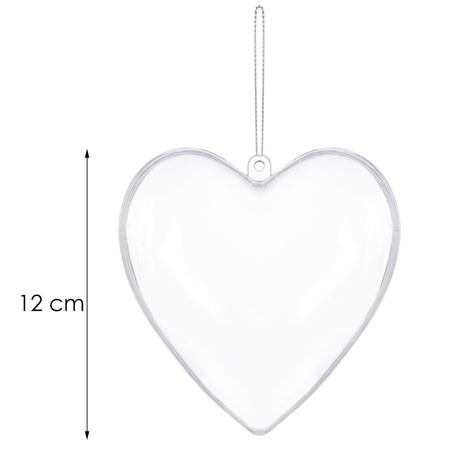 Bombki akrylowe 12cm serce plastikowe decoupage zestaw 12 szt.