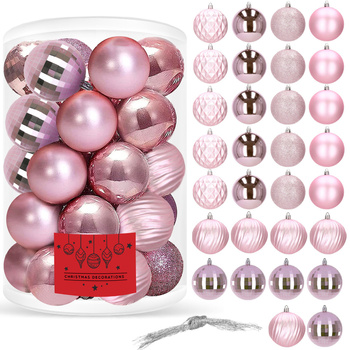 Bombki choinkowe 30 szt. różowy 8cm zestaw choinkowy