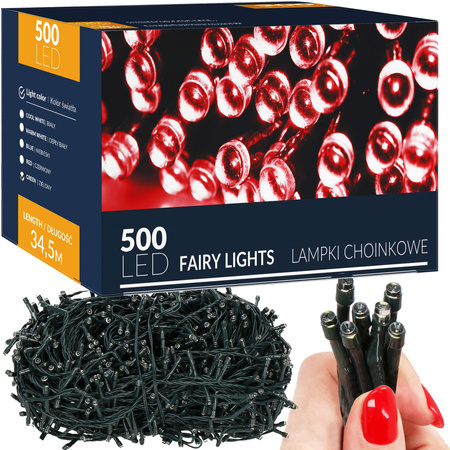 Lampki choinkowe 500 Led czerwony 34,5 m oświetlenie świąteczne