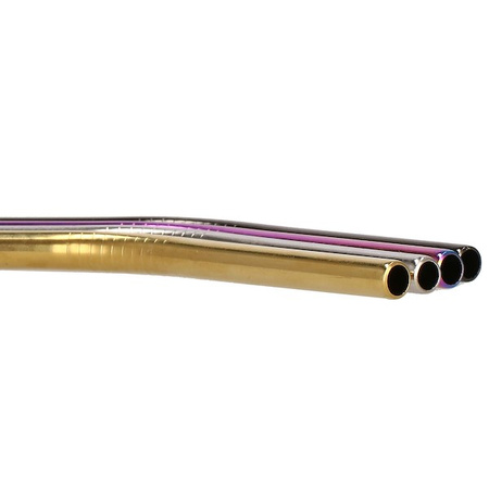 Słomki metalowe do napojów 8 szt. kolorowe wielorazowe rurki z etui i szczoteczkami