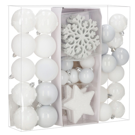 Bombki choinkowe 40 szt. komplet dekoracje świąteczne zawieszki nietłukące, białe