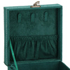 Kuferek, szkatułka na biżuterię 12x12x12 cm zielony welurowy organizer z przegródkami