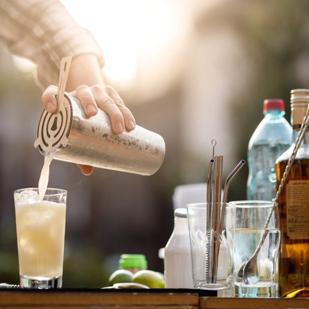 Zestaw barmański 8 elementów do drinków shaker francuski stal nierdzewna srebrny