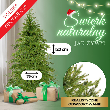 Choinka sztuczna 120 cm jak żywa świerk naturalny PE premium