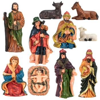 Figurki do szopki bożonarodzeniowej 10 szt. z żywicy zestaw święta