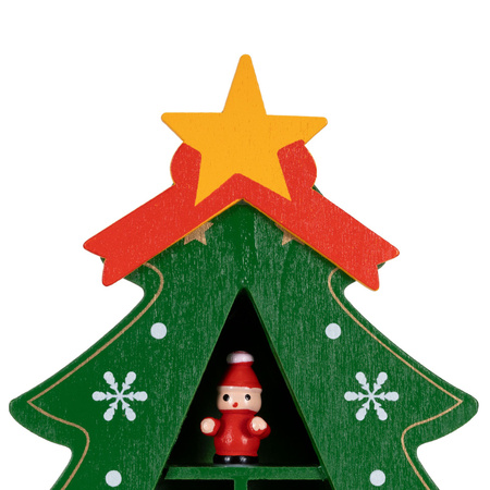 Choinka z drewna z figurkami 28 cm świąteczna dekoracja bożonarodzeniowa