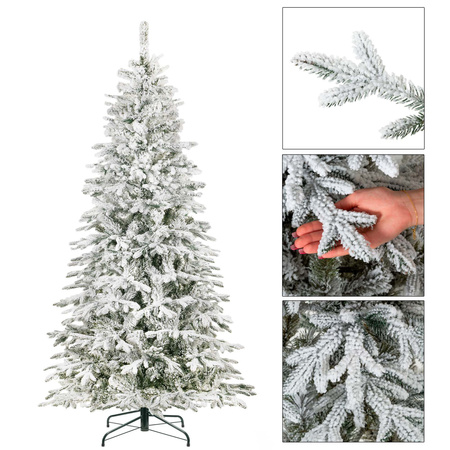 Choinka sztuczna jak żywa 250 cm świerk ośnieżony jak nowoczesny, ze stojakiem