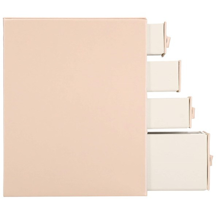 Kuferrek, Szkatułka na biżuterię ekoskóra 26x22x18 cm różowy z szufladami