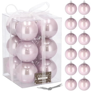 Bombki choinkowe 12 szt. ozdoby świąteczne perłowy róż