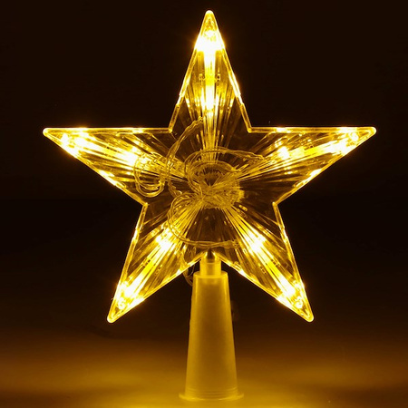 Czubek na choinkę świecąca gwiazda 10 Led szpic ciepły biały