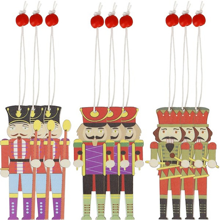 Zawieszki dziadek do orzechów 9 szt. ozdoby choinkowe drewniane