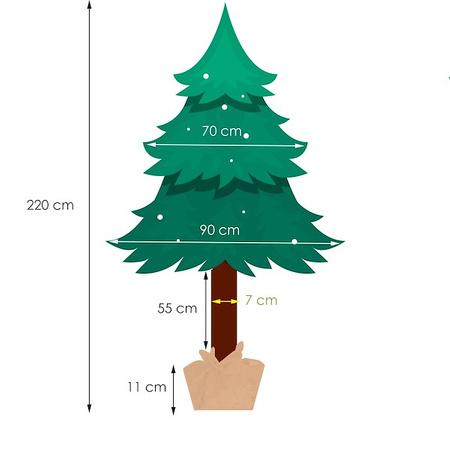 Choinka sztuczna na pniu 220 cm świerk drzewko bożonarodzeniowe PE