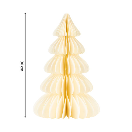 Papierowa choinka ozdoba 30 cm świąteczna dekoracja 3D z magnesem ecru