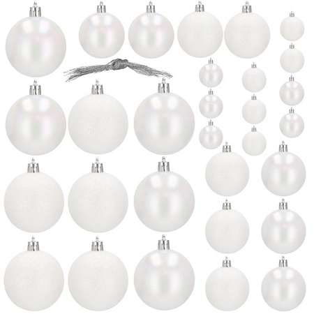 Bombki choinkowe 30 szt. ozdoby świąteczne biały