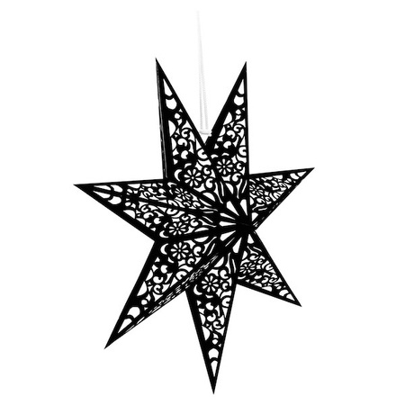 Gwiazda świąteczna papierowa czarna i lampki choinkowe 10 led zimny biały