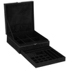Kuferek, szkatułka na biżuterię 26x26x9 cm czarny, welurowy organizer z przegródkami