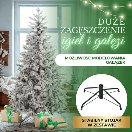 Choinka sztuczna premium 220 cm świerk ośnieżony drzewko bożonarodzeniowe
