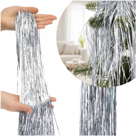 Dekoracja świąteczna Włosy Anielskie 100 cm ozdoba na choinkę, srebrne
