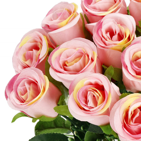 Bukiet sztucznych róż 12 kwiatów dekoracyjne różowe