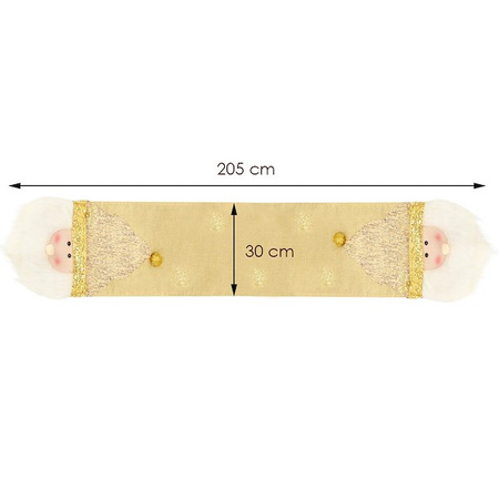 Bieżnik na stół 205x30cm obrus świąteczny z mikołajem złoty
