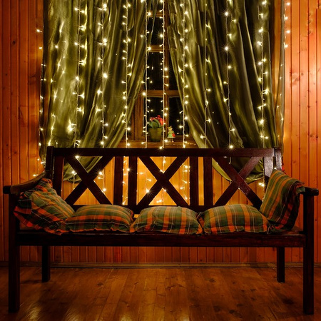 Kurtyna świetlna z pilotem 306 led girlanda, lampki wewnętrzno-zewnętrzne sople ciepły biały