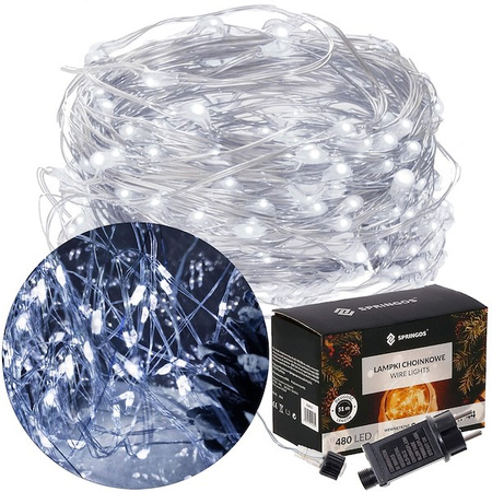 Lampki choinkowe 480 led druciki na prąd biały zimny