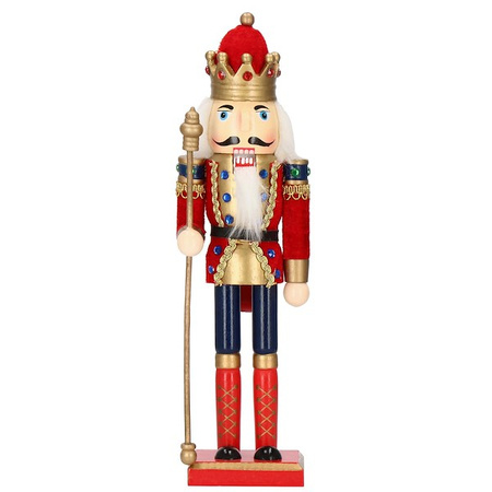 Dziadek do orzechów 31 cm z berłem, drewniany żołnierzyk multikolor, figurka świąteczna