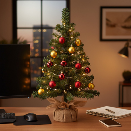 Choinka sztuczna mała 60 cm sosna naturalna z jutą mini drzewko świateczne na stolik