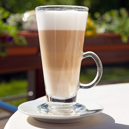 Szklanki do kawy, pucharki do deserów z uchem 280 ml z długimi łyżeczkami komplet 6 szt.