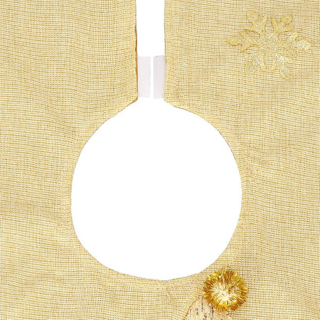 Dywanik pod choinkę 106 cm złoty z Mikołajem, mata na prezenty