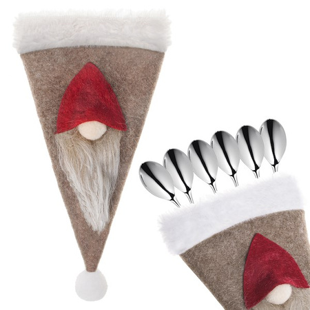 Etui na sztućce 10szt. świąteczne kieszonka, czapka brązowa ozdoba świąteczna