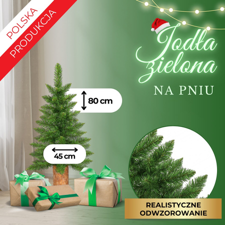 Choinka na pniu 80 cm premium sztuczna jodła zielona jak żywa