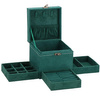 Kuferek, szkatułka na biżuterię 12x12x12 cm zielony welurowy organizer z przegródkami