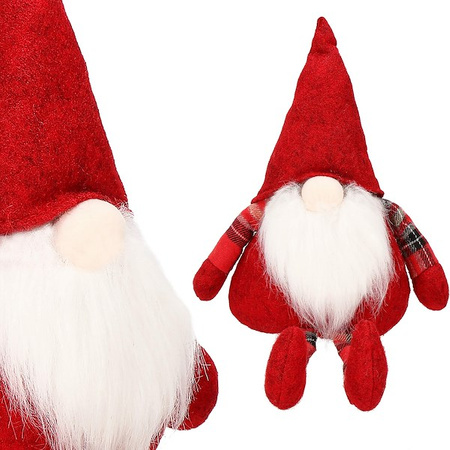 Pan skrzat 50 cm krasnal świąteczny, gnom ze zwisającymi nóżkami czerwony