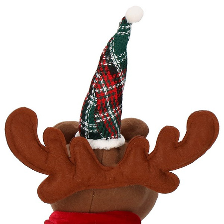 Renifer 50-65cm ozdoba świąteczna, krasnal świąteczny na teleskopowych nóżkach w kratkę