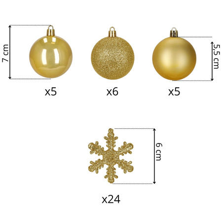 Bombki choinkowe 40 szt. komplet dekoracje świąteczne zawieszki nietłukące, złoty