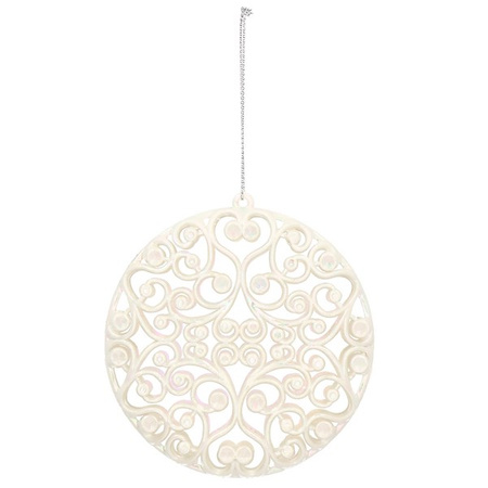 Zawieszka choinkowa kremowa okrągła dekoracja na choinkę 9 cm