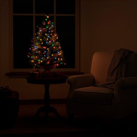 Choinka sztuczna mała 90 cm z oświetleniem choinkowym 50 LED multikolor, na stolik, biurko