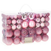Bombki choinkowe 100 szt. ozdoby świąteczne zestaw różne rozmiary różowe